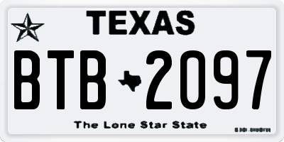 TX license plate BTB2097