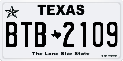TX license plate BTB2109