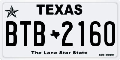 TX license plate BTB2160
