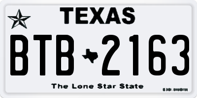 TX license plate BTB2163