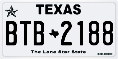 TX license plate BTB2188