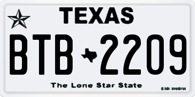 TX license plate BTB2209