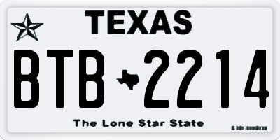 TX license plate BTB2214