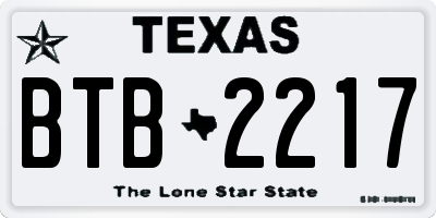 TX license plate BTB2217