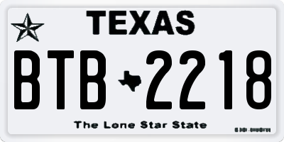 TX license plate BTB2218