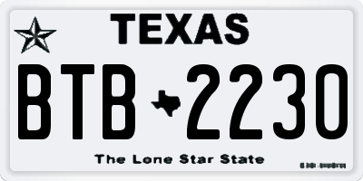 TX license plate BTB2230