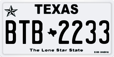 TX license plate BTB2233