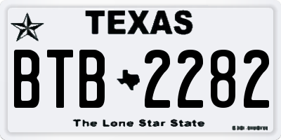 TX license plate BTB2282