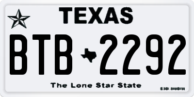 TX license plate BTB2292