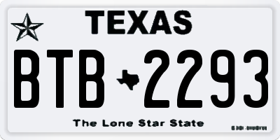 TX license plate BTB2293