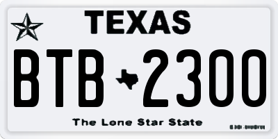 TX license plate BTB2300