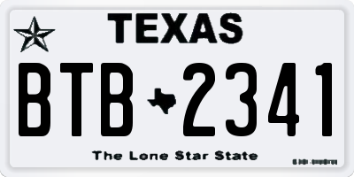 TX license plate BTB2341