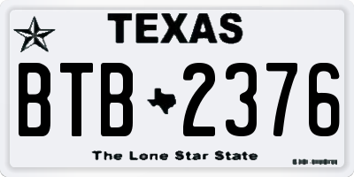 TX license plate BTB2376