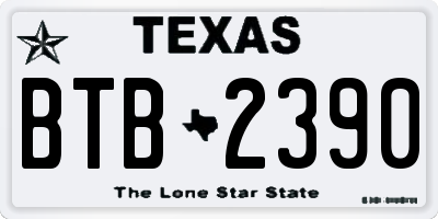 TX license plate BTB2390