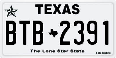 TX license plate BTB2391