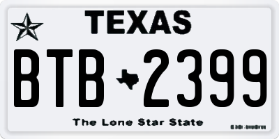 TX license plate BTB2399