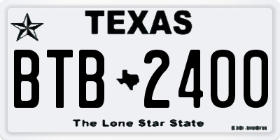 TX license plate BTB2400