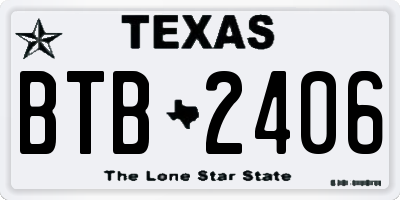 TX license plate BTB2406