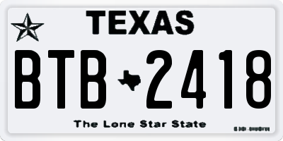 TX license plate BTB2418