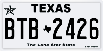 TX license plate BTB2426