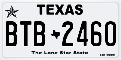 TX license plate BTB2460