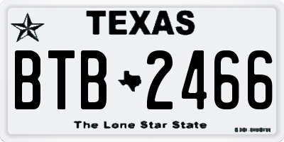 TX license plate BTB2466