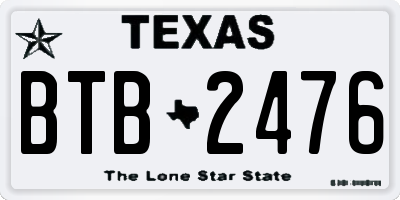 TX license plate BTB2476
