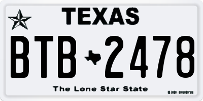 TX license plate BTB2478