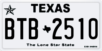 TX license plate BTB2510