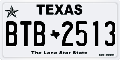 TX license plate BTB2513
