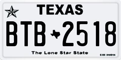 TX license plate BTB2518
