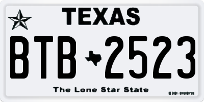 TX license plate BTB2523