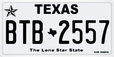 TX license plate BTB2557