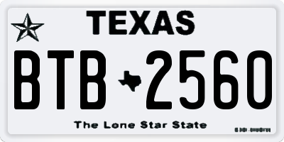 TX license plate BTB2560