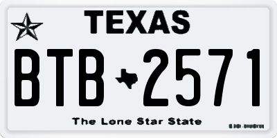 TX license plate BTB2571