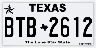 TX license plate BTB2612