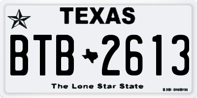 TX license plate BTB2613