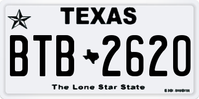 TX license plate BTB2620