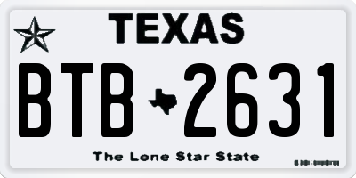 TX license plate BTB2631