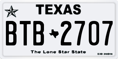 TX license plate BTB2707