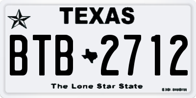 TX license plate BTB2712