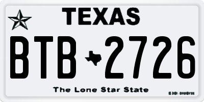 TX license plate BTB2726