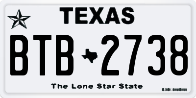 TX license plate BTB2738