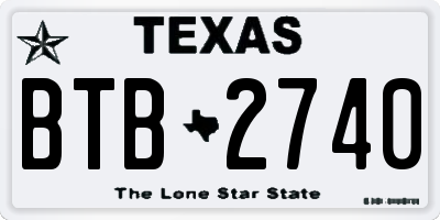 TX license plate BTB2740