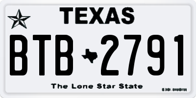 TX license plate BTB2791