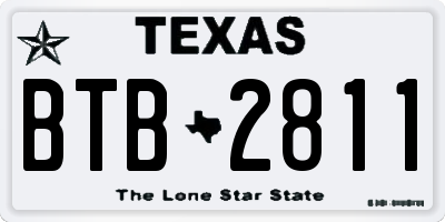 TX license plate BTB2811