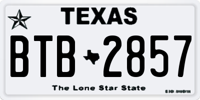 TX license plate BTB2857