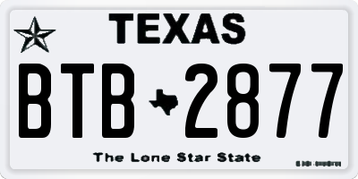 TX license plate BTB2877
