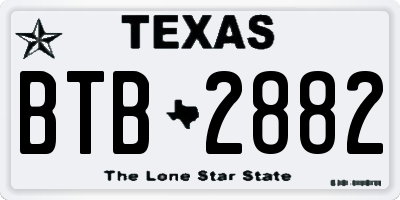 TX license plate BTB2882