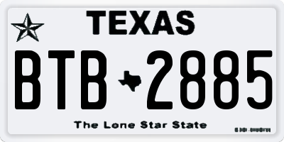 TX license plate BTB2885